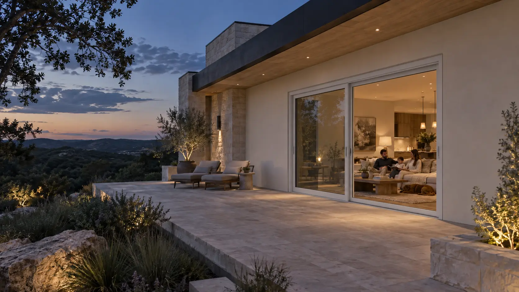 Before renovation with a smaller white patio door